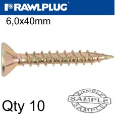 R-TS CHIPBOARD HD SCREW 6.0X40MM X10 PER BAG